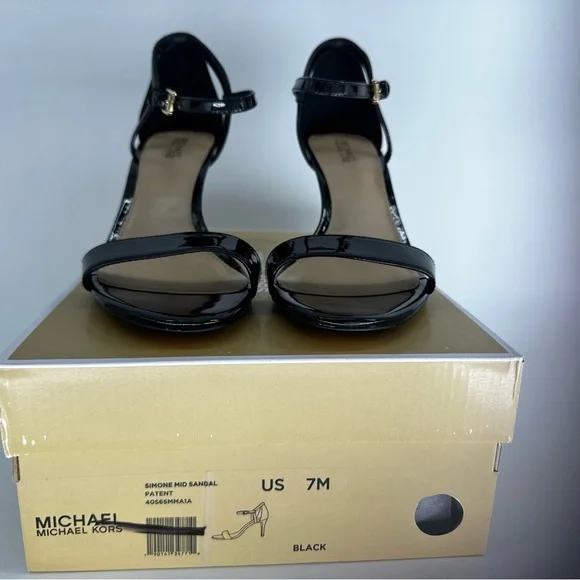 Michael Kors Black Patent Leather Ankle-Strap Heels - Picture 2 of 12